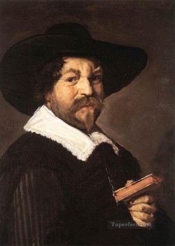  hombre Pintura - Retrato de un hombre sosteniendo un libro Siglo de oro holandés Frans Hals